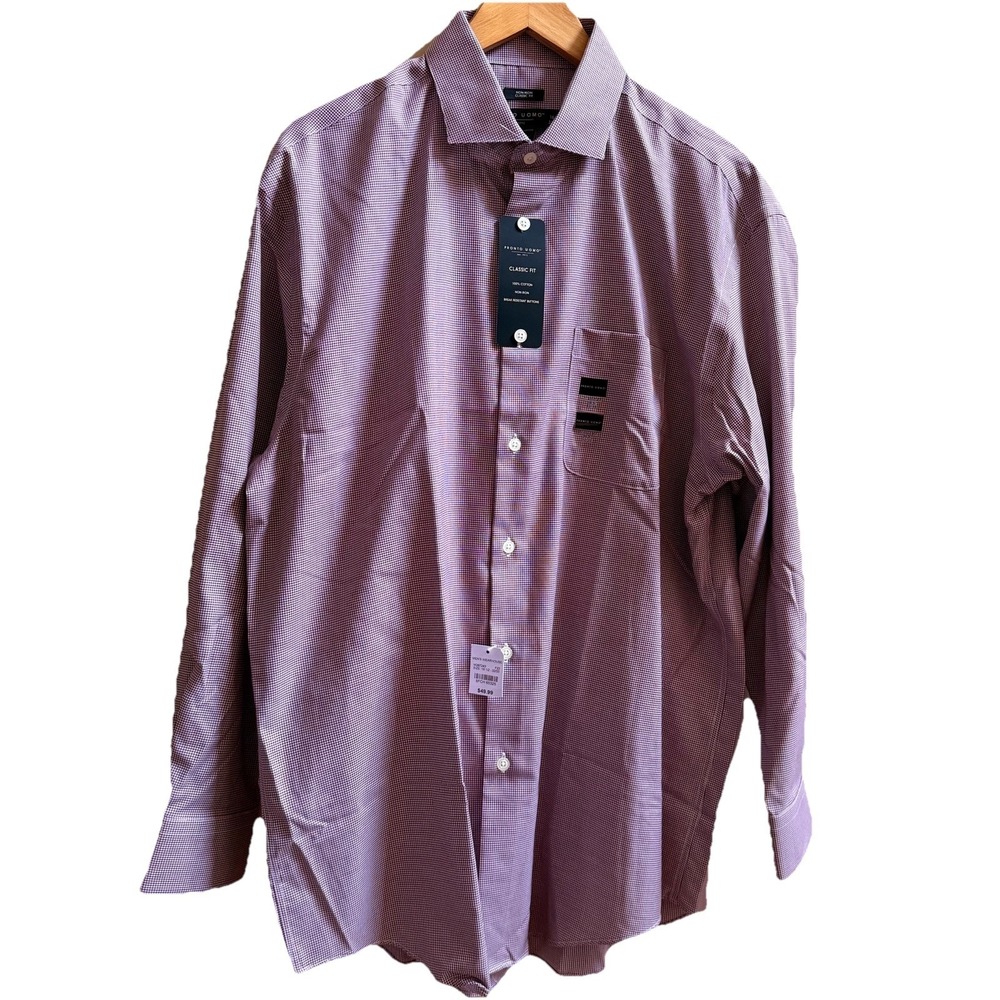 NWT Pronto Uomo Men's Dress Shirt Size-16/5-32/33 Button Up Non Iron Classic Fit - Picture 8 of 16